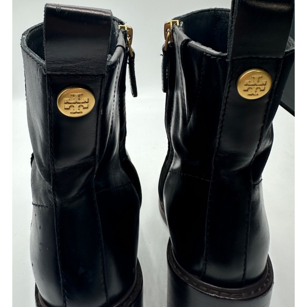 TORY BURCH HEELED ANKLE ZIP UP SIERRA ANTIK PERFECT BLACK BOOTIES SIZE US 7.5 - Picture 5 of 7